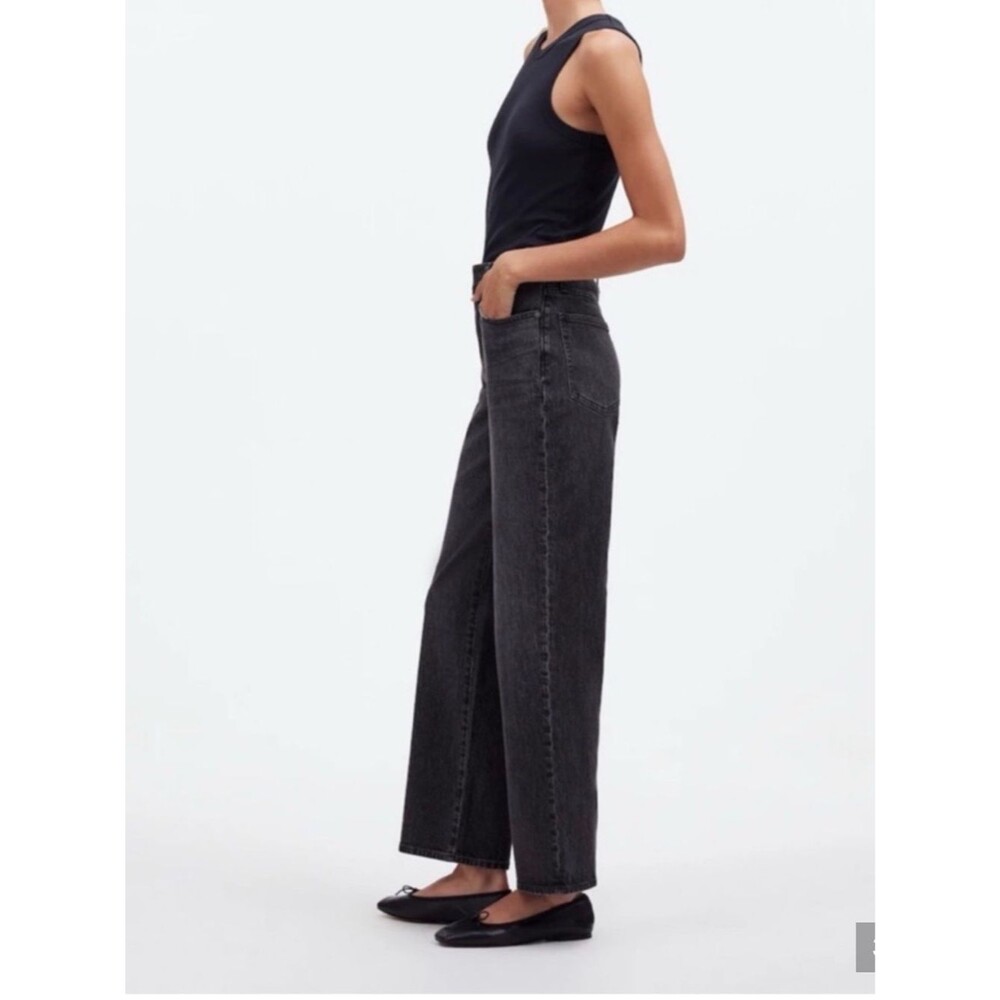 Madewell The Perfect Vintage Wide Leg High-Rise Black Wash Jeans Sz 26